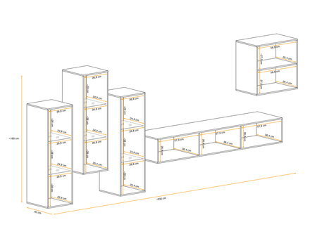 Meblościanka wisząca  Switch XIII grafit/biały