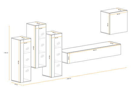 Meblościanka wisząca  Switch XIII grafit/biały