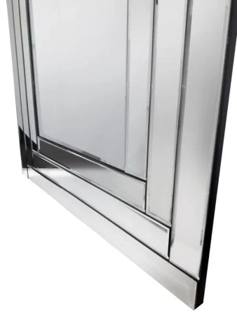 Lustro prostokątne Penelopa 80/120cm w stylu glamour z ramą z lustrzanych fragmentów o delikatnej fazie