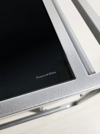 Stolik kawowy Bonda 100/50cm srebrny z czarnym hartowanym szkłem