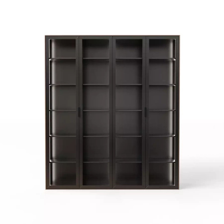 Biblioteczka luskusowa czarna/dąb orzech 4-drzwiowa 39x201x223 cm Slim Office