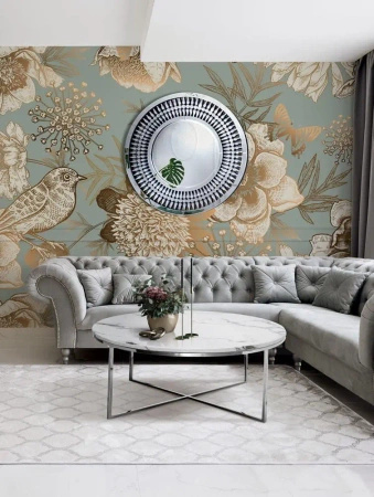 Stolik kawowy Pelio 90/90/42cm glamour z blatem z białego marmuru osadzony na srebrnym stelażu