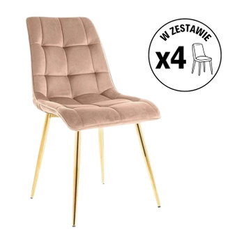 Zestaw 4 krzeseł Chic Złoty Velvet beżowy