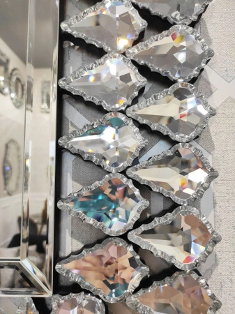 Lustro glamour Napoli 67/97cm wyszukane prostokątne z ramą z kryształkami w kształcie łez