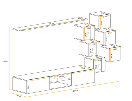 Meblościanka Switch XXI grafit z witrynami i klapami na siłownikach