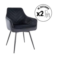 Zestaw 2 krzeseł Servio Velvet czarny