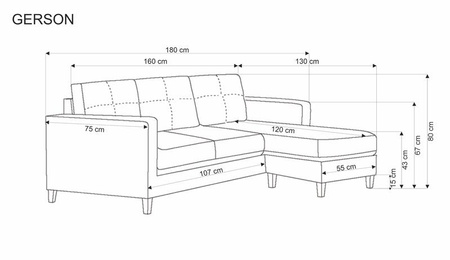 GERSON sofa z podnóżkiem popielaty (1p=1szt)