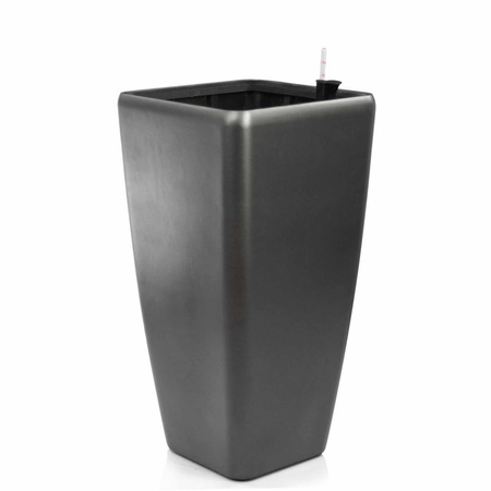 Modena funkcjonalna donica w kolorze metallic silver z wkładem nawadniającym 40x40x75