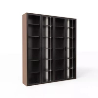 Biblioteczka luskusowa czarna/dąb orzech 4-drzwiowa 39x201x223 cm Slim Office