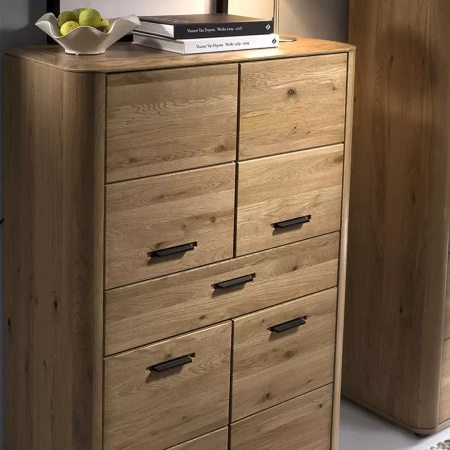 Wysoka komoda do salonu Monaco 89x128 cm - dąb miodowy z drzwiami i szufladą