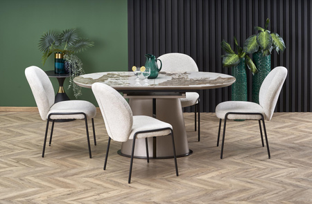 ROBINSON stół rozkładany, beżowy marmur / cappuccino / czarny (3p=1szt)