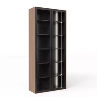 Biblioteczka minimalistyczna czarna/dąb orzech 2-drzwiowa 39x102x223 cm Slim Office