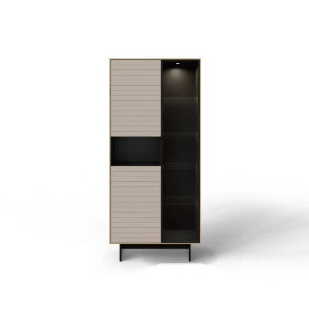 Witryna do salonu Slim 92x202x42 cm - dąb naturalny, szklane drzwi