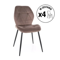 Zestaw 4 krzeseł Rick Velvet cappuccino