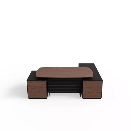 Biurko w kształcie litery L do biura 220x181x74 cm dąb orzech Slim Office