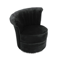 Fotel Gabi 69/71/74cm tapicerowany czarny w welurze na srebrnej metalowej podstawie