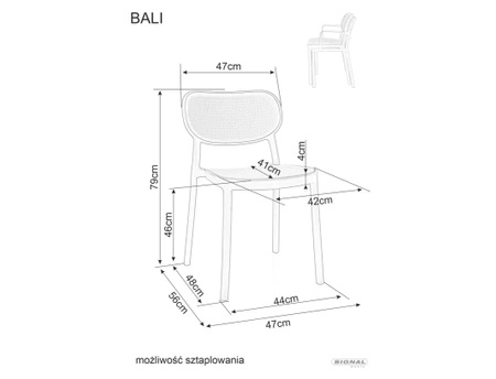 Zestaw 2 krzeseł Bali czarne beżowe