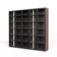 Biblioteczka nowoczesna 5-drzwiowa 39x250x223 cm czarna/dąb orzech Slim