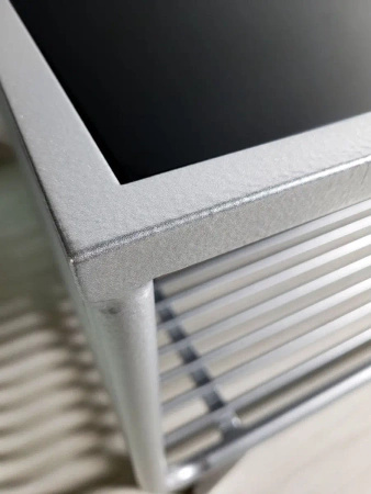 Stolik kawowy Bonda 100/50cm srebrny z czarnym hartowanym szkłem