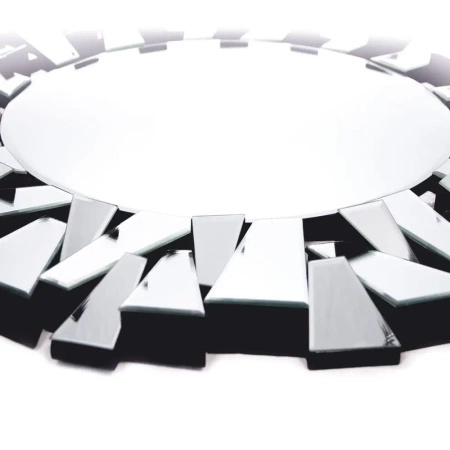 Lustro Ness 100cm glamour okrągłe w dekoracyjnej ramie z lustrzanych fragmentów ustawionych pod kątami