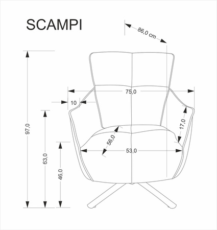 SCAMPI fotel wypoczynkowy, popielaty (1p=1szt)