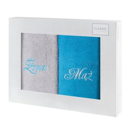 KOMPLET RĘCZNIKÓW MĄŻ ŻONA2 47 X 37 X 7 CM POPIELATY