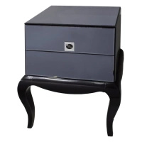 Szafka nocna Bresso glamour czarne lustrzane elementy na drewnianych nóżkach 55/45/62 cm
