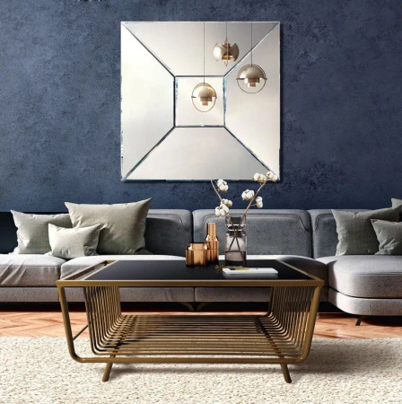 Lustro kwadratowe Alcamo 100cm z wypukłą trójwymiarową taflą