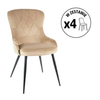 Zestaw 4 krzeseł Lotus Velvet beżowy