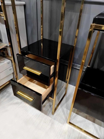 Stolik Rodez 33/30/103cm na kwiaty i ozdoby niespotykany czarno-złoty