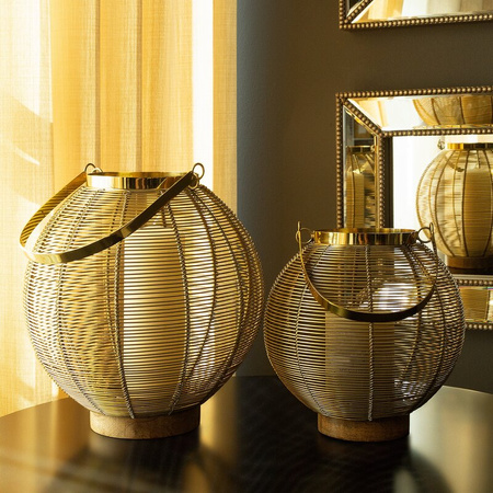 Lampion dekoracyjny MELA złoty z metalu