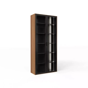 Minimalistyczna biblioteczka 2-drzwiowa 102 cm Slim Office orzech amerykański