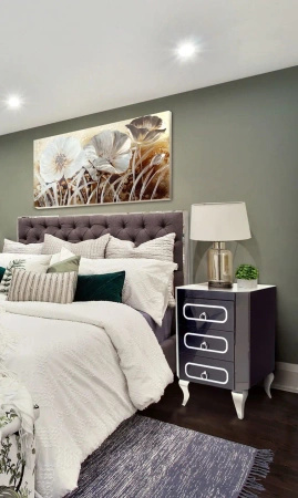 Szafka nocna Marina 46/40/68cm z czarnego szkła na srebrnych nóżkach