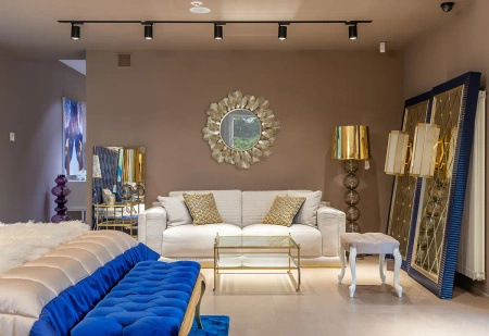 Lustro okrągłe MARIGOLD-Dekoracyjna Metalowa Rama z metaloplastyki w Stylu Glamour