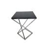 Stolik pomocniczy glamour Bari 48/48/57,5cm boczny stolik nocny czarne szkło srebrny