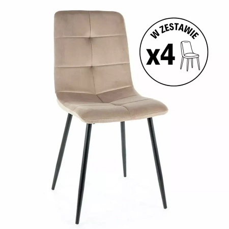 Zestaw 4 krzeseł Ivo Velvet ciemny beżowy