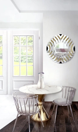 Lustro Elisa Szampańskie 90 cm w finezyjnej ramie dekoracyjne okrągłe