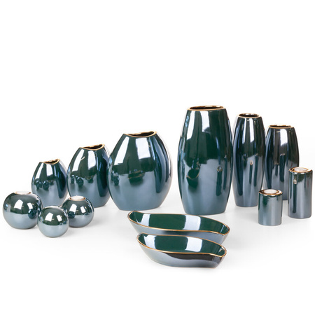 WAZON DEKORACYJNY AMORA2 (4) 19 X 12 X 35 CM ZIELONY