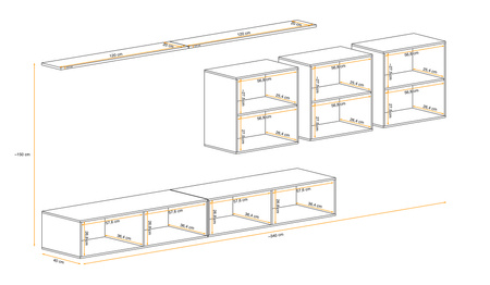 Meblościanka wisząca  Switch VII wotan