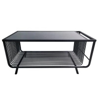 Stolik kawowy Bonda 100/50cm czarny z czarnym hartowanym szkłem