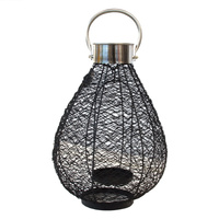 Lampion czarny metalowy z siateczki ze srebrnym uchwytem PV-118158
