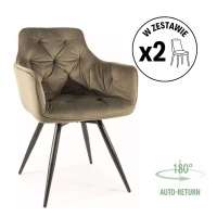 Zestaw 2 krzeseł Mango Velvet oliwkowy