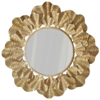 Lustro okrągłe FRESIA-Dekoracyjna Metalowa Rama z metaloplastyki w Stylu Glamour