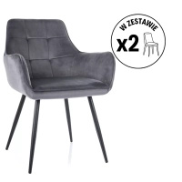 Zestaw 2 krzeseł Lemon Velvet szary