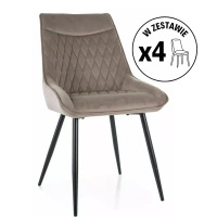 Zestaw 4 krzeseł Agat Velvet ciemny beżowy