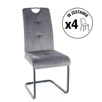 Zestaw 4 krzeseł Axo Velvet szary