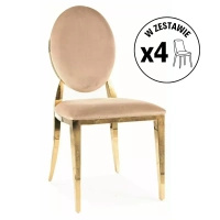 Zestaw 4 krzeseł King Velvet beżowo-złote