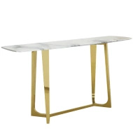 Konsola Roseta 150/45/80cm z białym marmurowym blatem i złotymi chromowanymi nóżkami