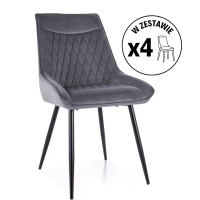 Zestaw 4 krzeseł Agat Velvet ciemny szary