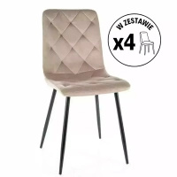 Zestaw 4 krzeseł Jerry Velvet ciemny beżowy